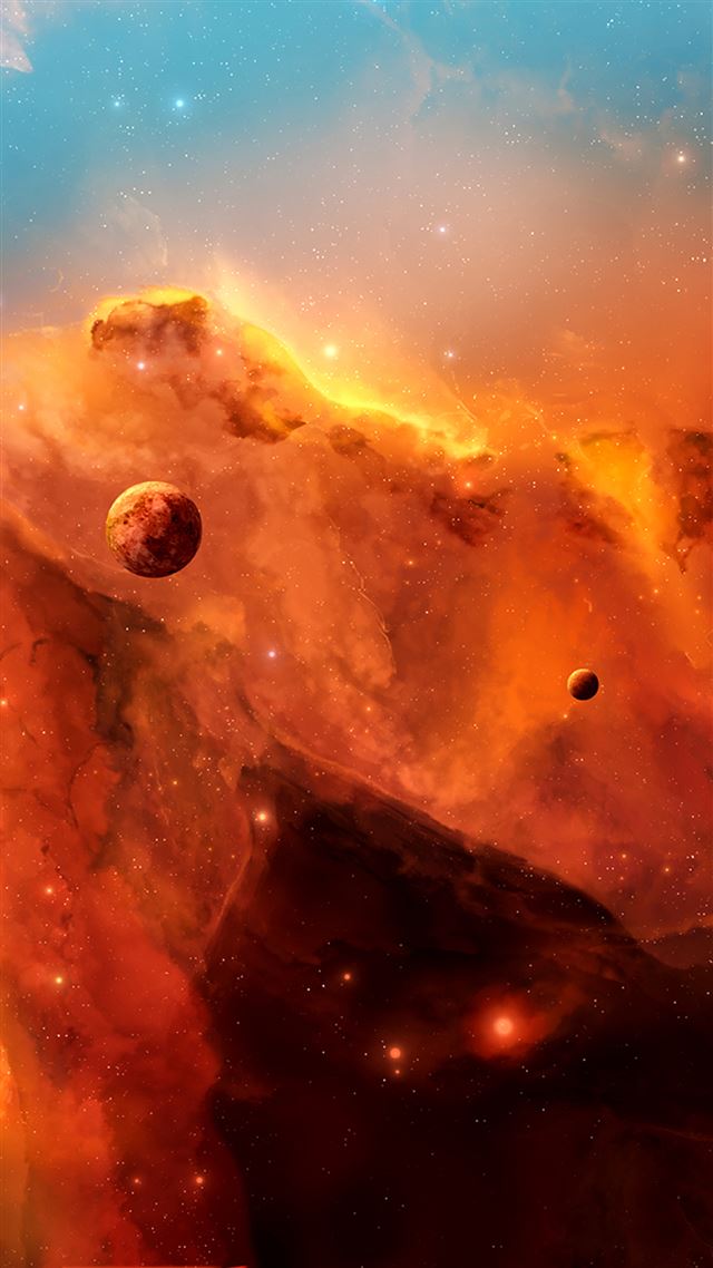 1080x1920 Space Clouds Planets Illustration - shiny iPhone 8 Wallpaper