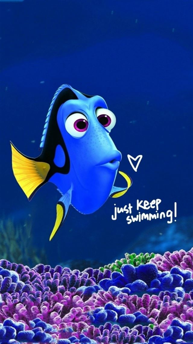 1080x1920 Just Keep Swimming Clownfish Art Drawn - cartoon iPhone 8 Wallpaper