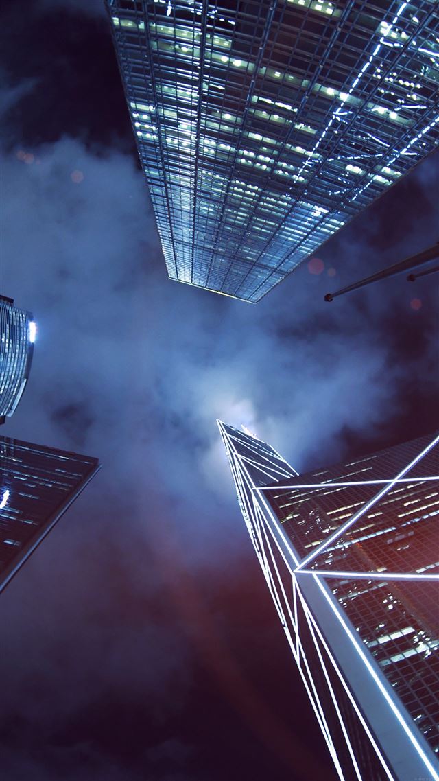 1080x1920 Buildings Blue Flare Night City Sky - skyscrapers iPhone 8 Wallpaper