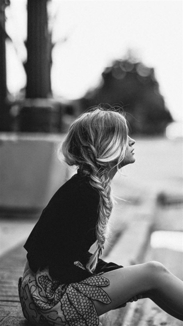 1080x1920 Lonely Blonde Girl Waiting Sidewalk - blonde iPhone 8 Wallpaper