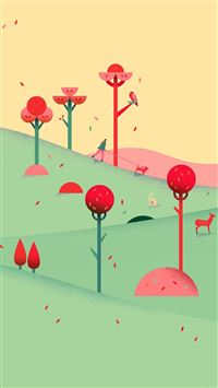 Google Lollipop September Fall Mountain Animals iPhone 6(s)~8(s) wallpaper