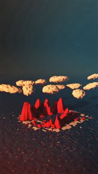 Low Poly Art Abstract Illust Island Dark wallpaper