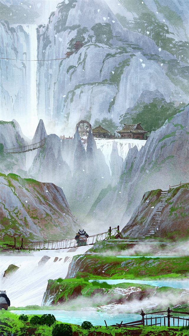 1080x1920 Kungfu Panda Background Art Illust Film - bridge iPhone 8 Wallpaper