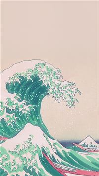 Wave Art Japanese Green Illust Classic wallpaper