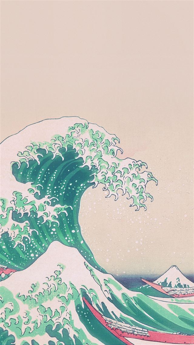 1080x1920 Wave Art Japanese Green Illust Classic -  iPhone 8 Wallpaper