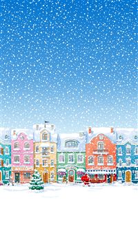 Snowy Town Santa Claus Delivering Christmas Presents wallpaper