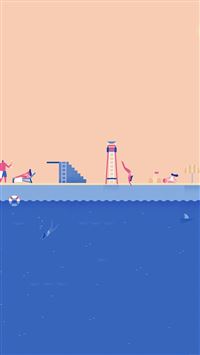 Google Lollipop June Blue Swim Illust Art wallpaper