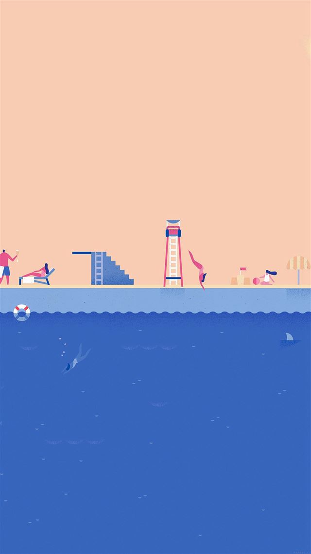 1080x1920 Google Lollipop June Blue Swim Illust Art - google iPhone 8 Wallpaper