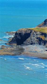 Ceredigion Wales Clarach Bay Hill Bay Waves iPhone 6(s)~8(s) wallpaper