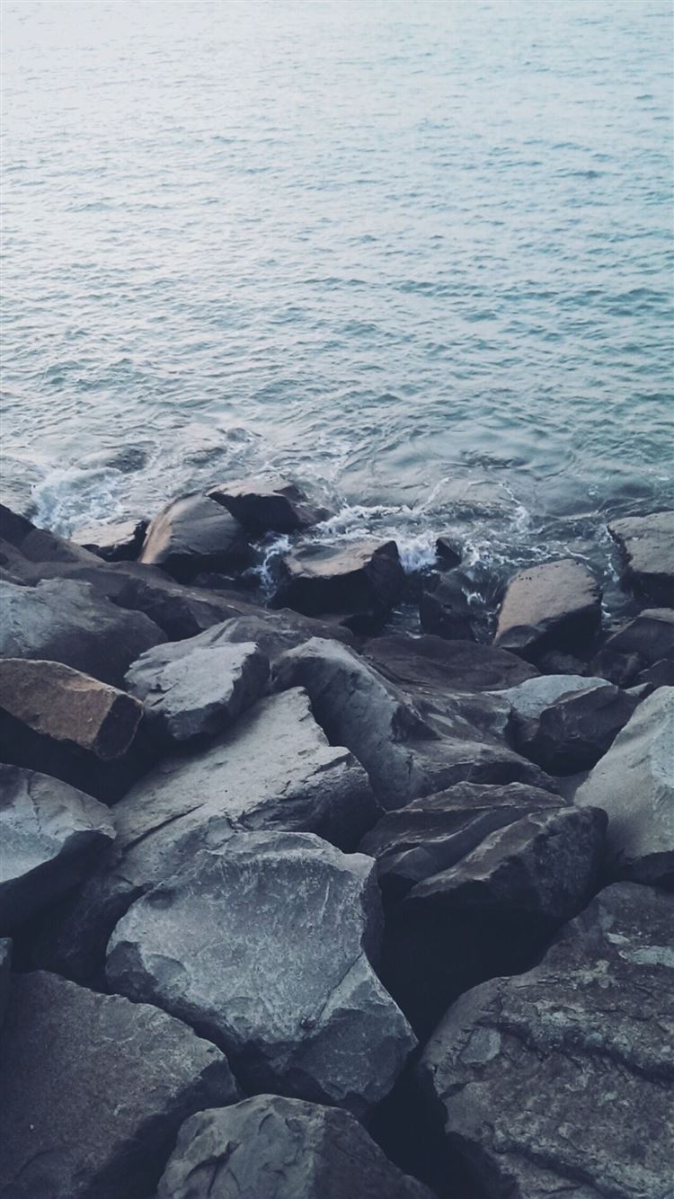 Nature Shore Rocky Stone Seaside iPhone 8 Wallpapers Free Download