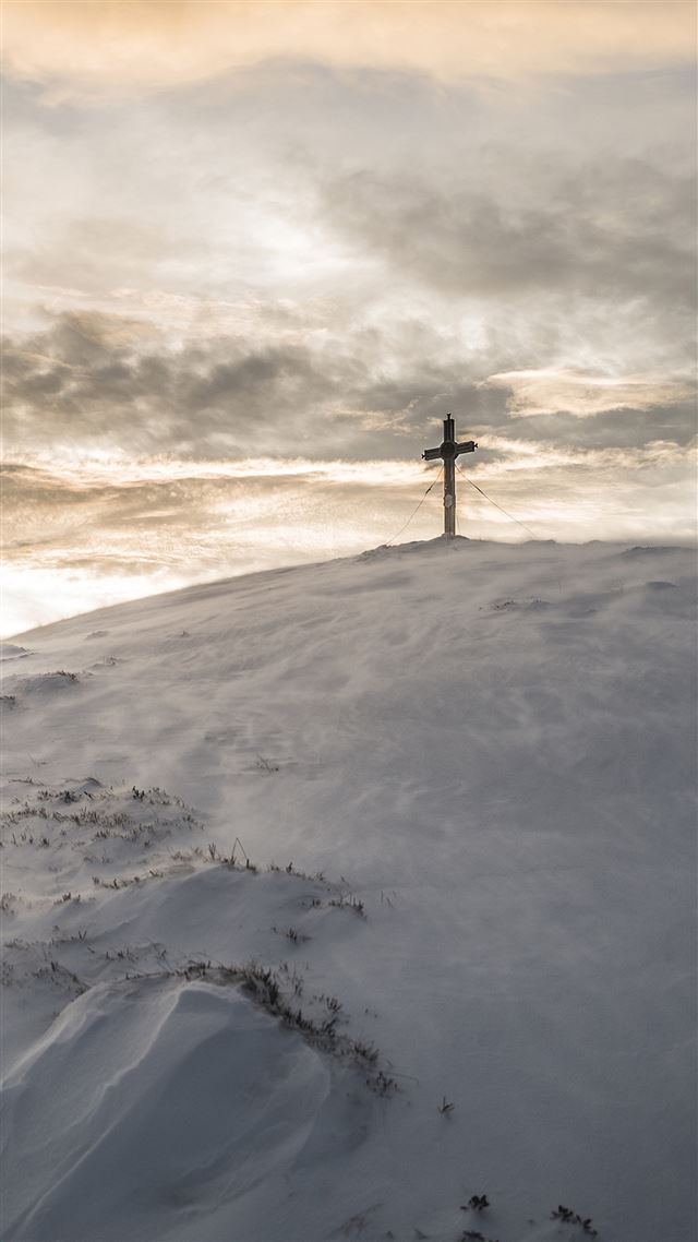 1080x1920 Cross Mountain Snow Winter White Nature - winter iPhone 8 Wallpaper