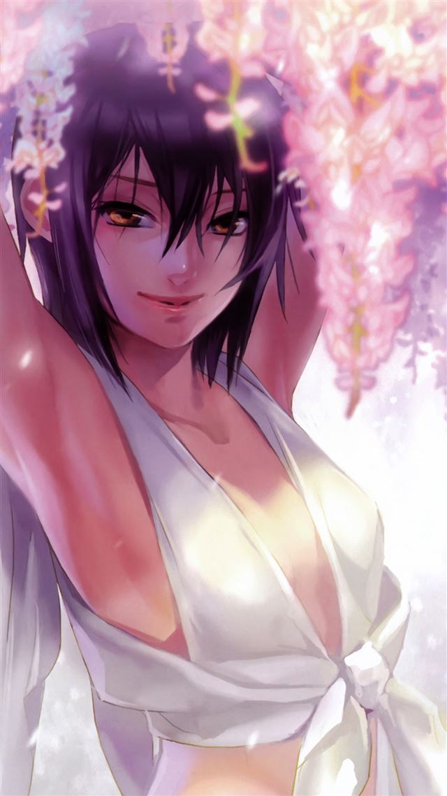 1080x1920 Anime Art Girl Flower Cute White - anime iPhone 8 Wallpaper