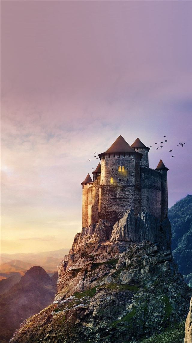 1080x1920 Castle Mountain Illustration Art Sky - flying iPhone 8 Wallpaper