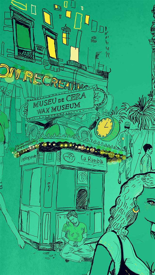 1080x1920 Wax Museum Art Illustration Green Street -  iPhone 8 Wallpaper
