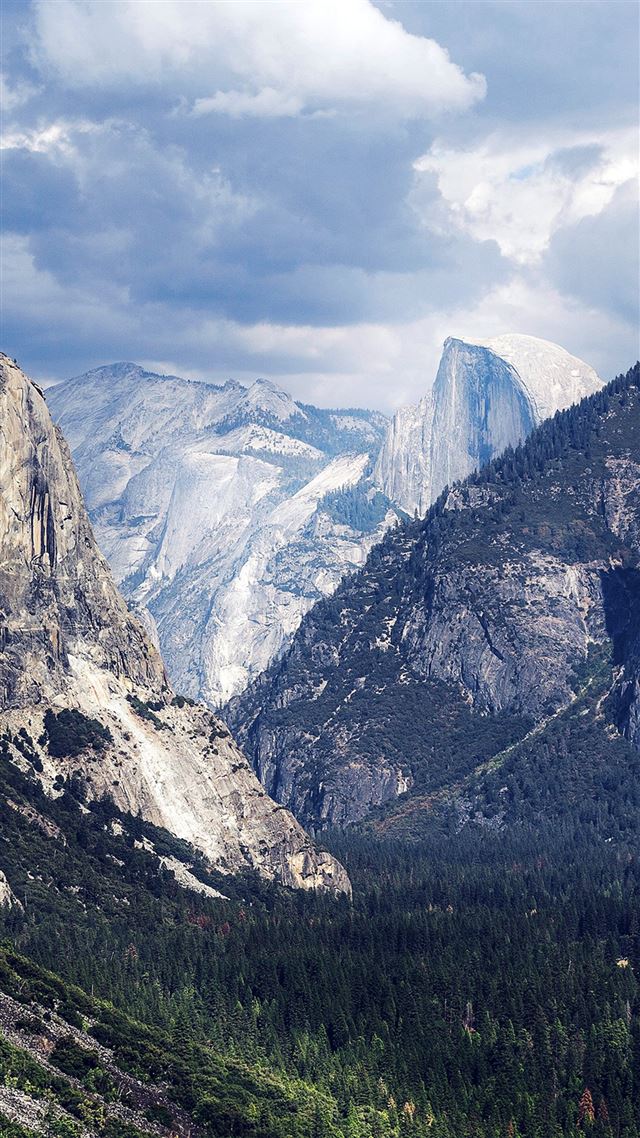 1080x1920 Yosemite Mountain Nature Rock Sky Forest Cloud Blue - trees iPhone 8 Wallpaper