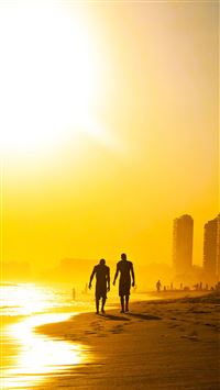 Golden Sunset Beach Walk  wallpaper