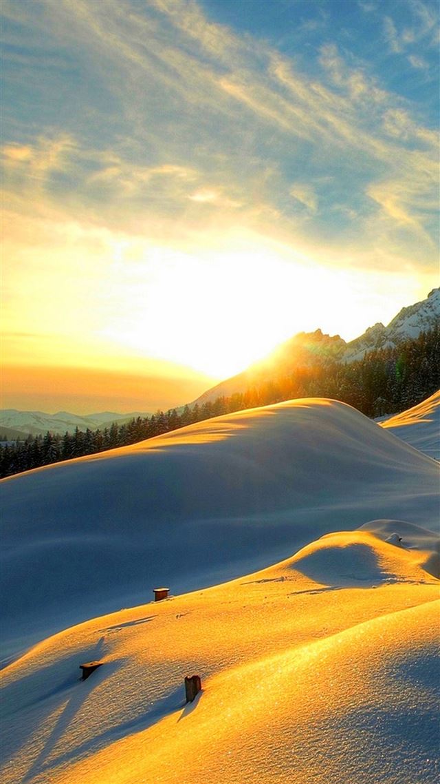 1080x1920 Sunshine Sunset Snow Landscape - bright iPhone 8 Wallpaper