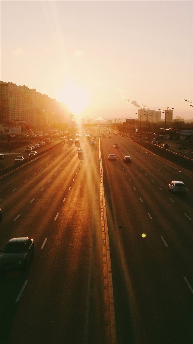 1242x2208 City Sunset Road Car Orange - orange iPhone 8 Wallpaper