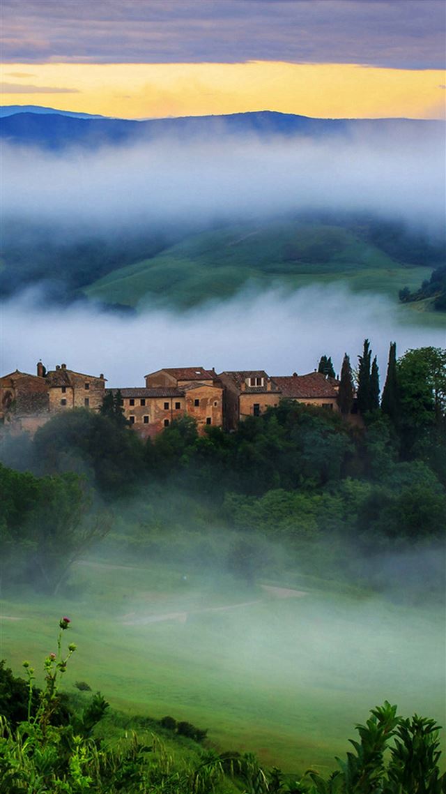 1080x1920 Tuscany Clouds And Mountains - misty iPhone 8 Wallpaper