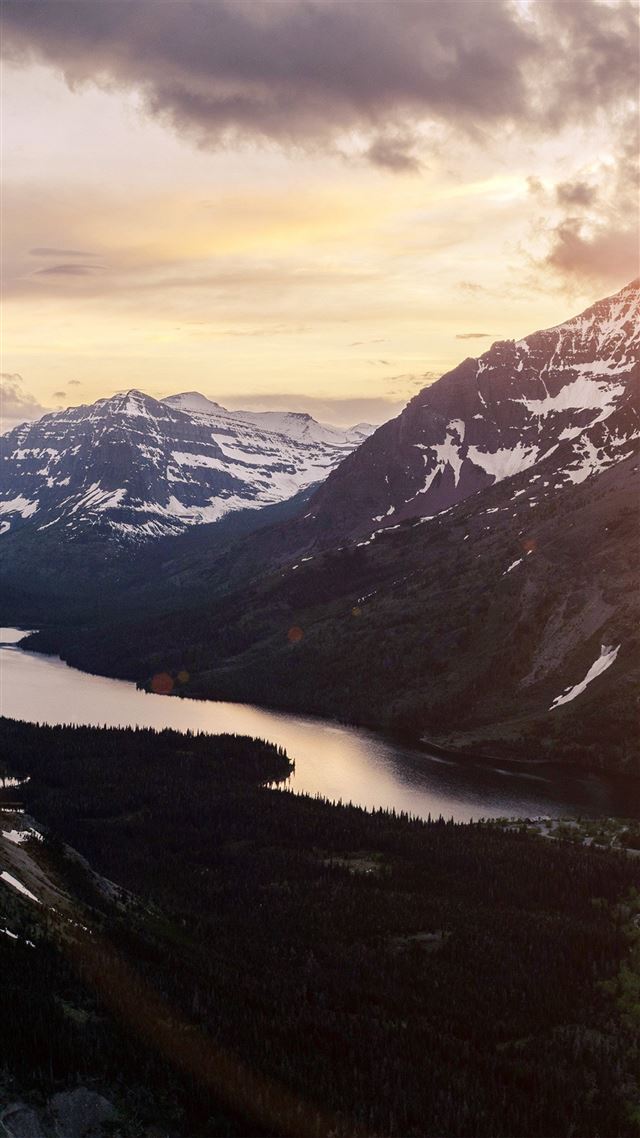 1080x1920 Sunset Mountain River Nature Dark Flare Forest - forest iPhone 8 Wallpaper