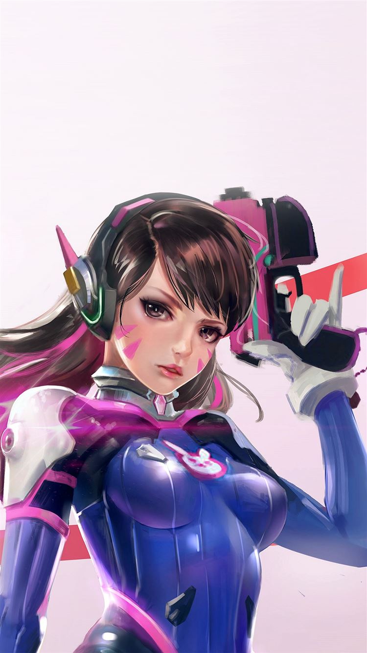 Overwatch Diva Cute Game Art Illustration iPhone 8 Wallpapers Free Download