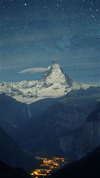 Matterhorn Mountain Switzerland Blue Night  wallpaper