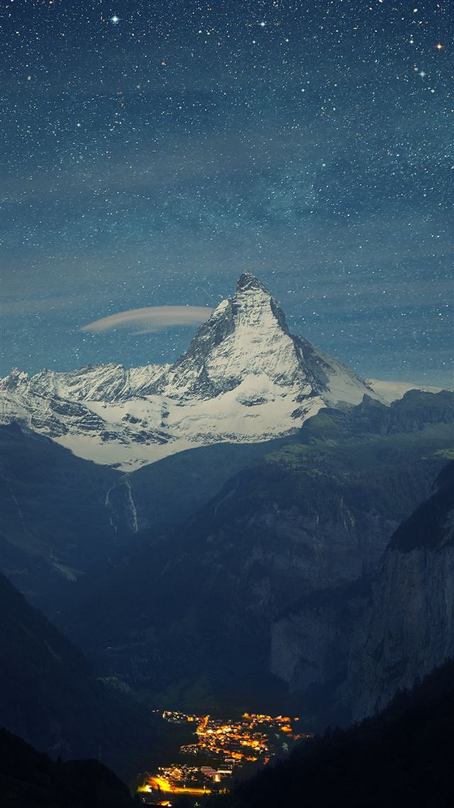 1080x1920 Matterhorn Mountain Switzerland Blue Night  - starry iPhone 8 Wallpaper