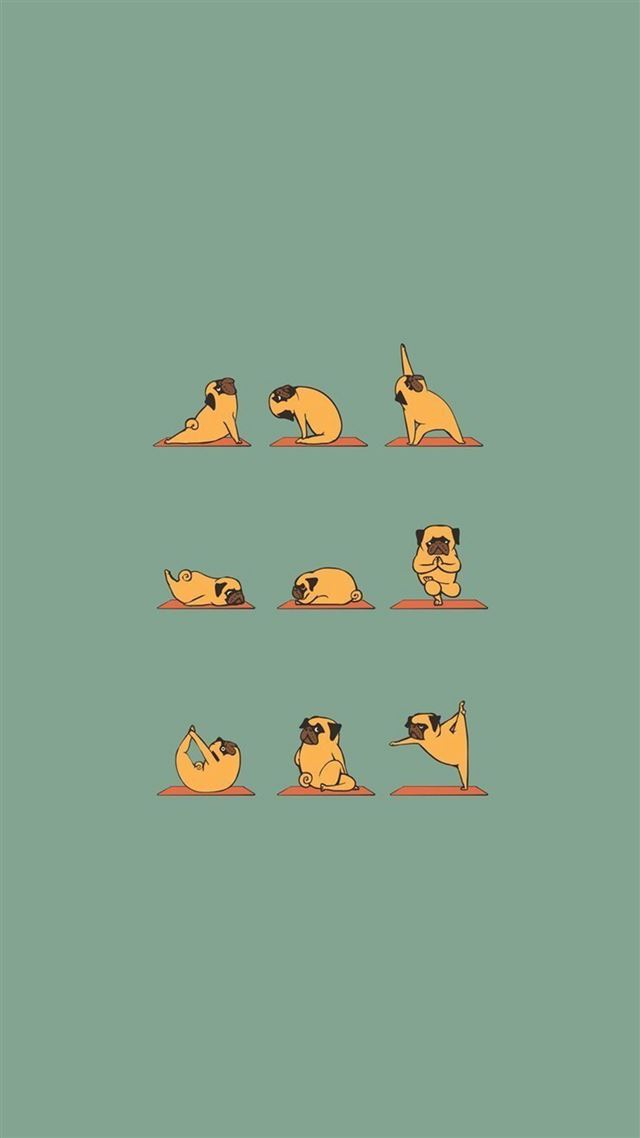 1080x1920 Funny Pug Doing Yoga  - cartoon iPhone 8 Wallpaper