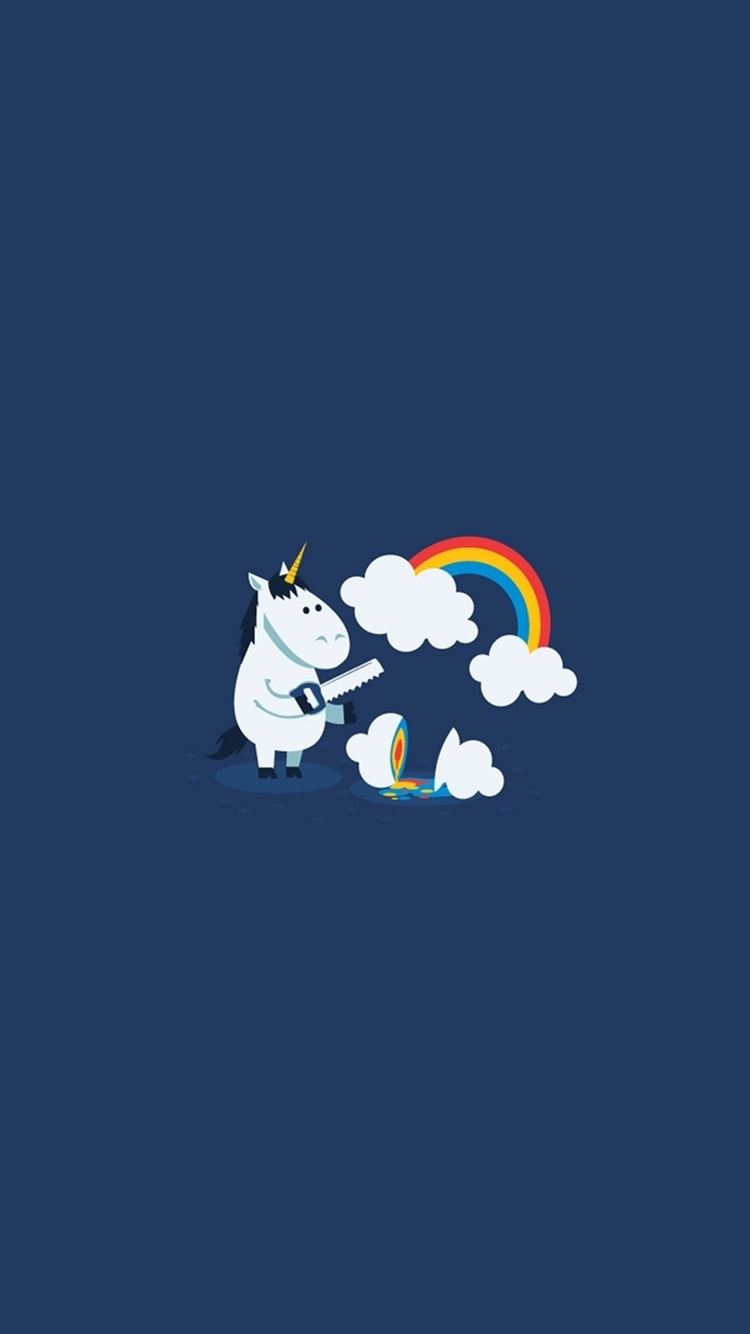 Unicorn Saw Clouds Rainbow Funny Iphone 8 Wallpapers Free Download