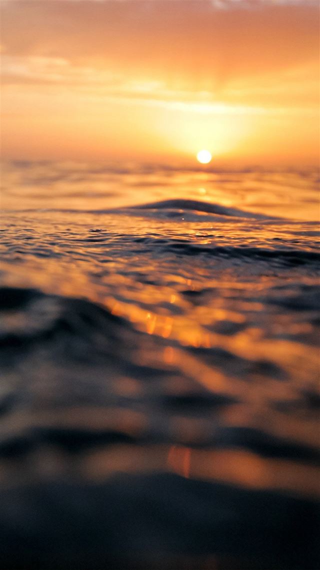 1080x1920 Sunset Sea Water Bokeh Orange Nature - surging iPhone 8 Wallpaper