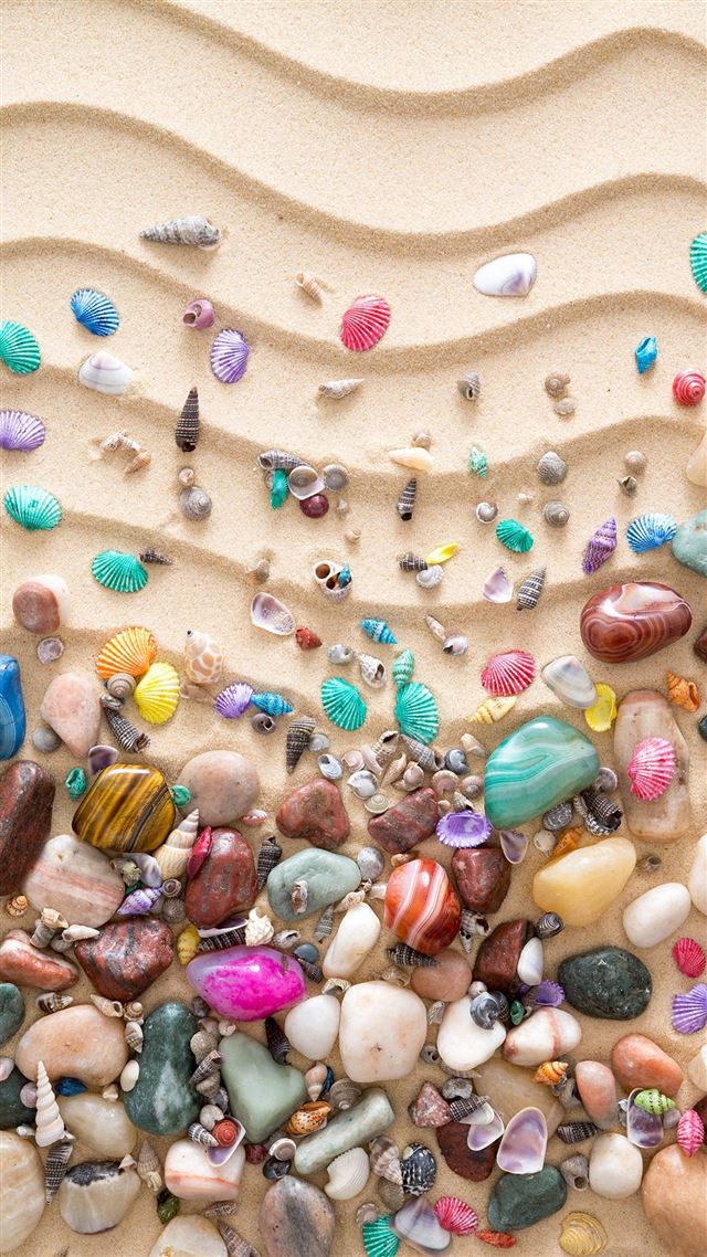 1080x1920 Colorful Seashell On Sand - rock iPhone 8 Wallpaper