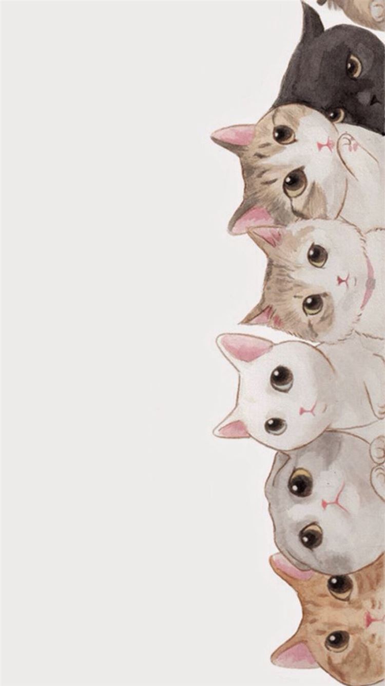 Cute Cats Vertical Aligned Illustration iPhone 8 Wallpapers Free ...