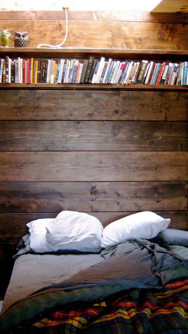 1080x1920 Bed Reading Spot Book Shelf - wooden iPhone 8 Wallpaper