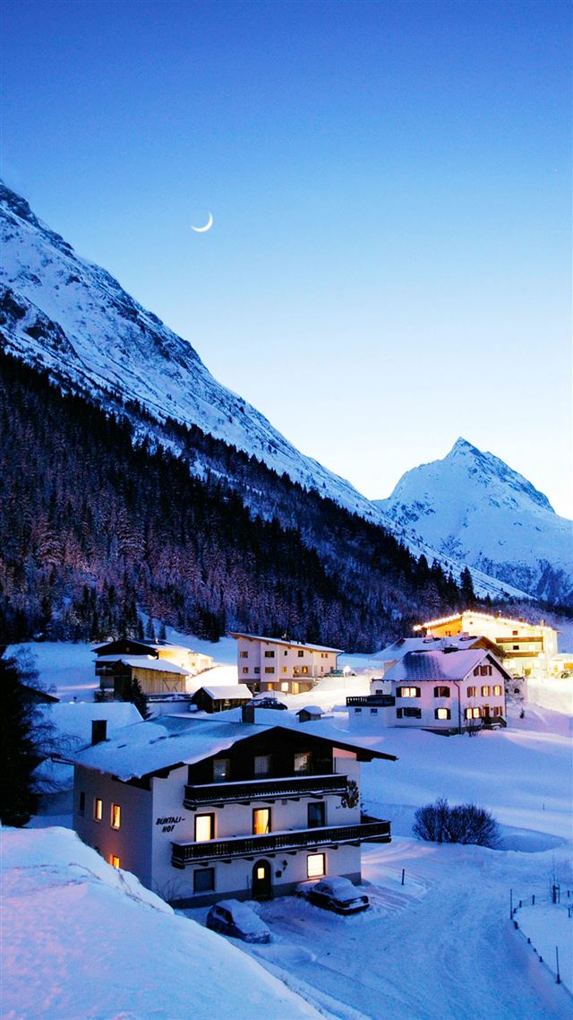 1080x1920 Nature Snowy Bright Night Mountain - night iPhone 8 Wallpaper