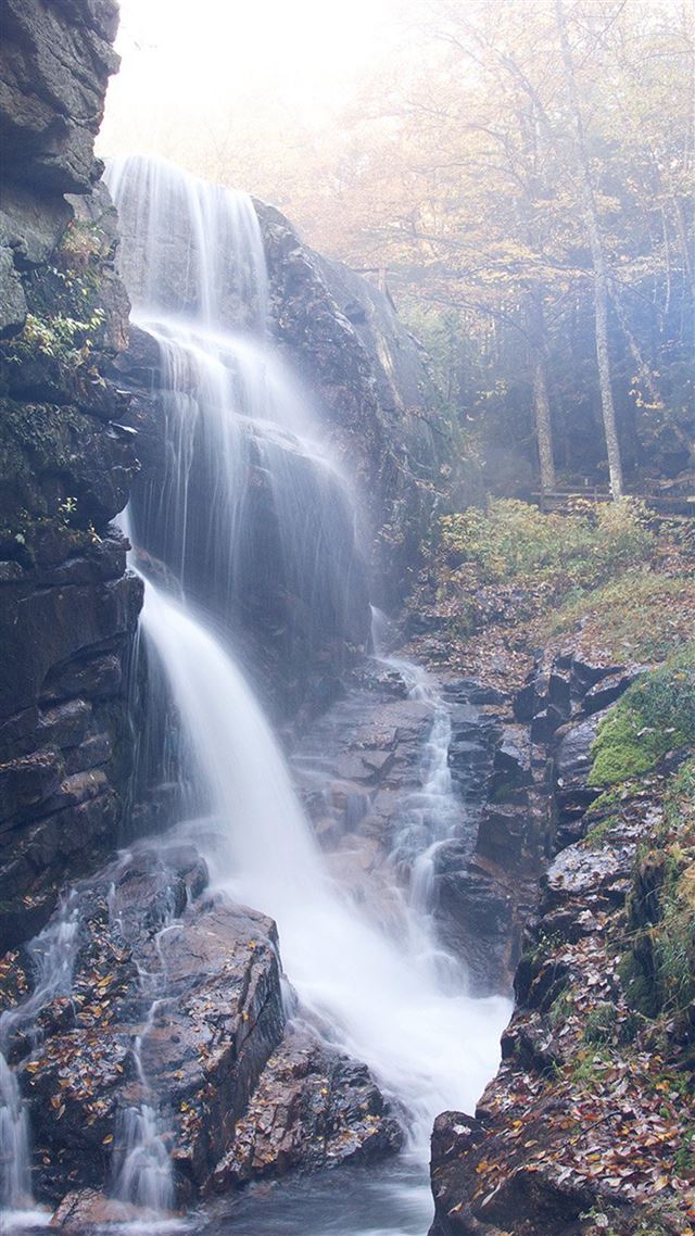 1080x1920 Waterfall Rock Mountain Summer Nature Flare Blue - misty iPhone 8 Wallpaper
