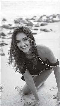 Jessica Alba Beach Bw Dark Model Celebrity wallpaper