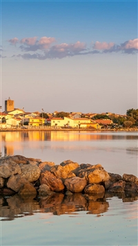 Coastal Town At Sunrise wallpaper