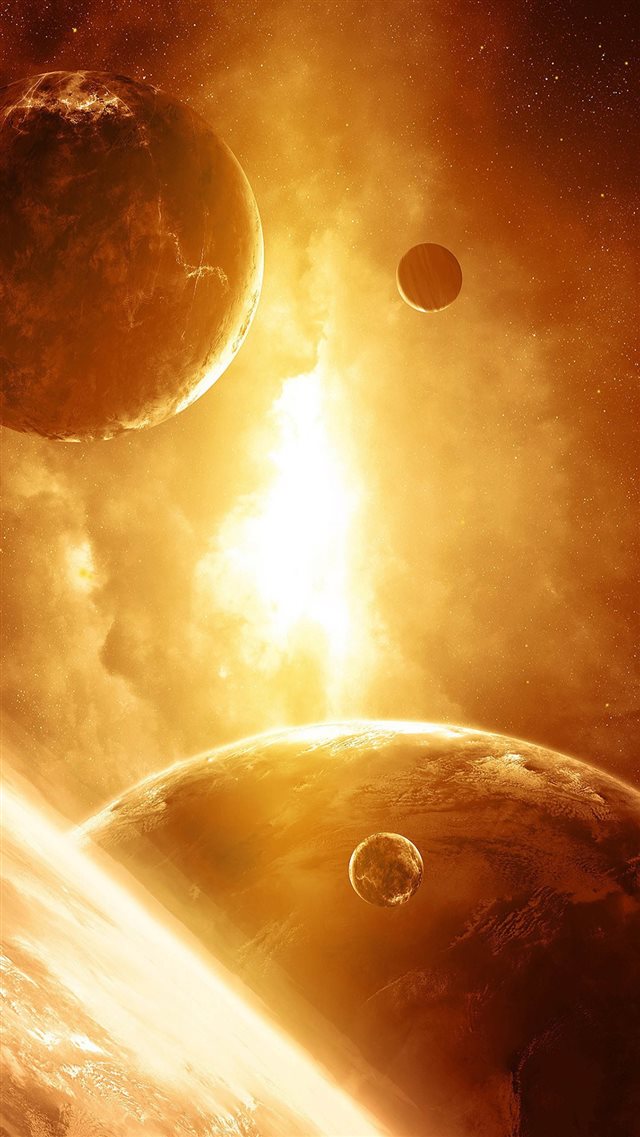 1080x1920 Golden Brilliant Lights Fire Smoke Planet - fire iPhone 8 Wallpaper