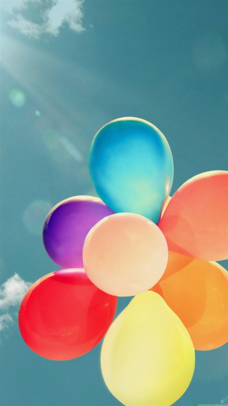 Colorful Balloons Bunch Flying High iPhone 8 Wallpapers Free Download