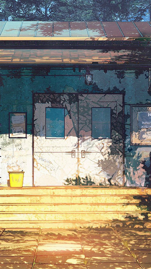 1080x1920 Camp Wood House Anime Illustration Art - illustration iPhone 8 Wallpaper