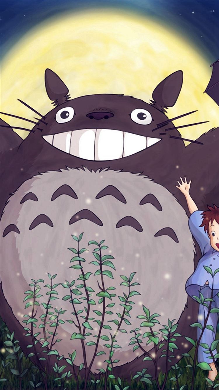 Totoro Forest Anime Cute Illustration Art Blue Iphone 8 Wallpapers Free Download