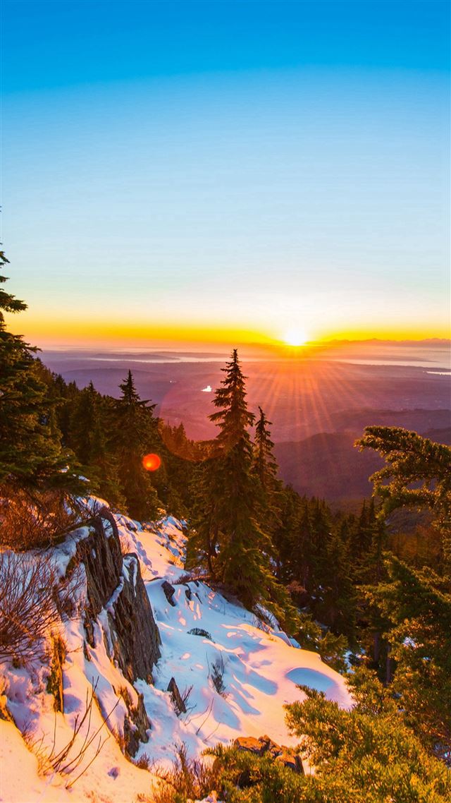 1080x1920 Mountain Snow Winter Sunset Wood Nature - winter iPhone 8 Wallpaper