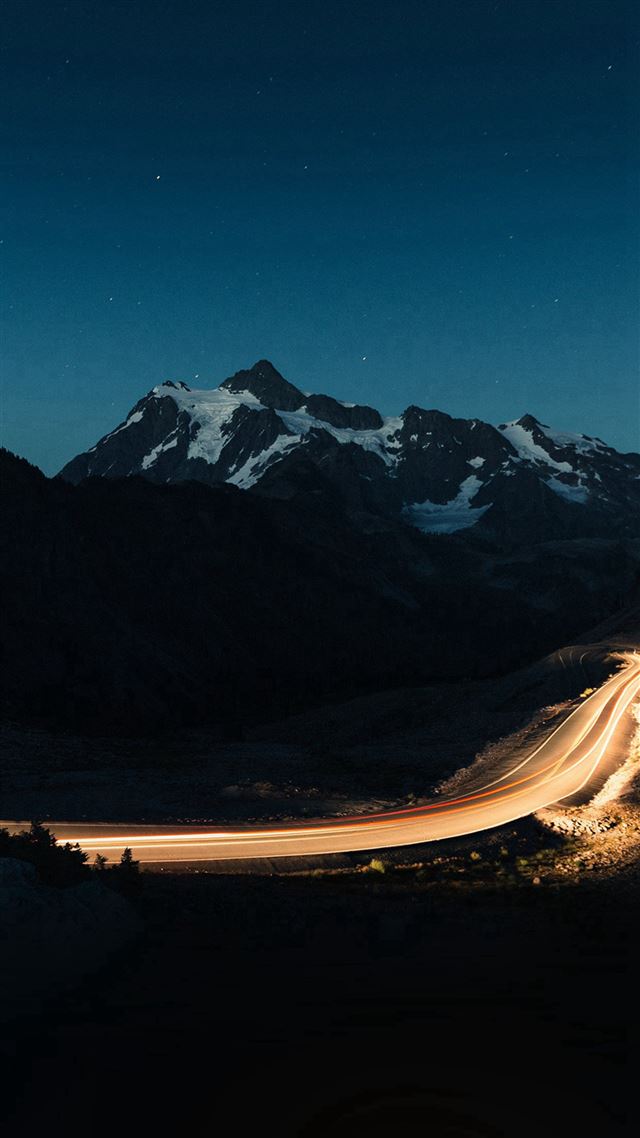 1080x1920 Night Mountain Road Street Light - road iPhone 8 Wallpaper