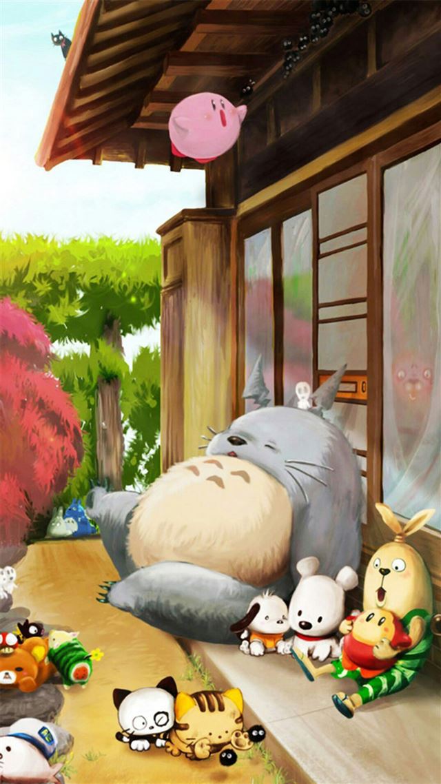 1080x1920 Dreamy Cute Lovely Totoro Window Outside - yellow iPhone 8 Wallpaper