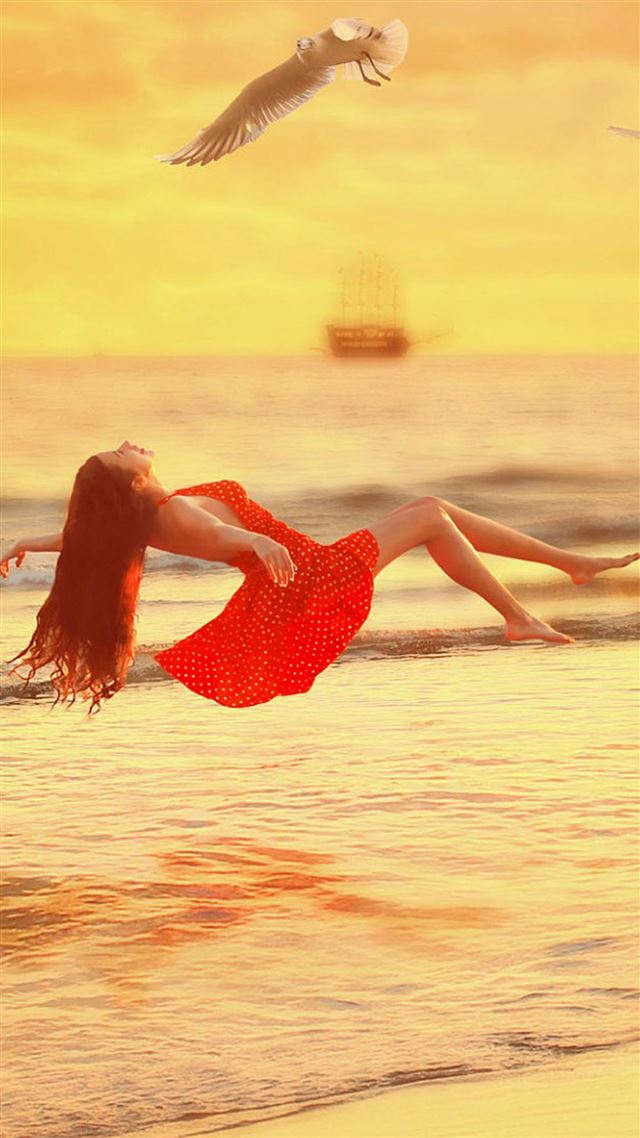 1080x1920 Fly The Sea Girl  - yellow iPhone 8 Wallpaper