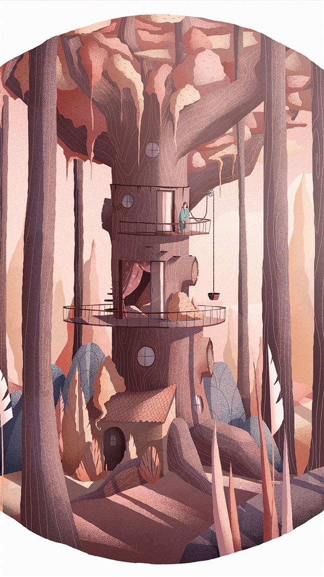 1080x1920 Matin Ordinaire Illustration Art Wood Warm Happy - shadow iPhone 8 Wallpaper