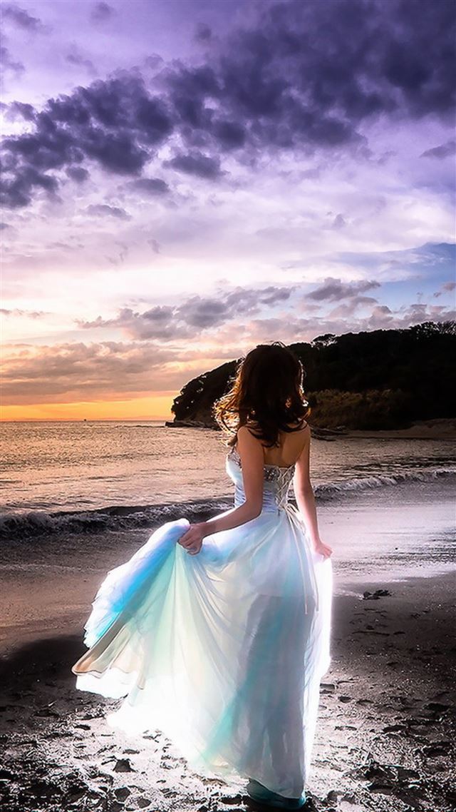 1080x1920 Sunset Girl Background - purple iPhone 8 Wallpaper
