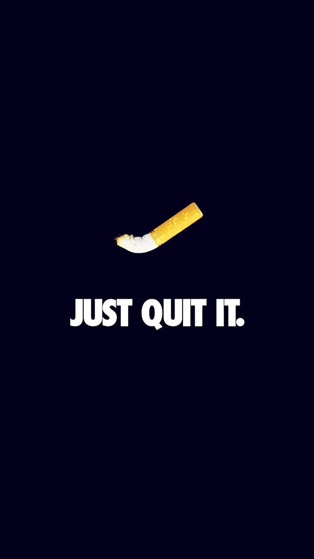 1080x1920 Just Quit It Nike Smoking Art Minimal Dark Blue - yellow iPhone 8 Wallpaper