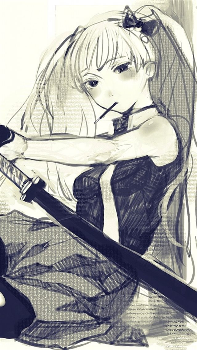 1080x1920 Art Sugimoto Gang Girl Katana Anime Style -  iPhone 8 Wallpaper