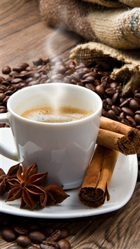 Coffee Corn Cup Star Anise Cinnamon Spices wallpaper